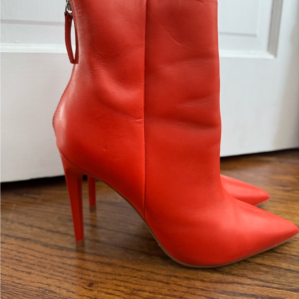 Elegant Red Women's Heeled Boots